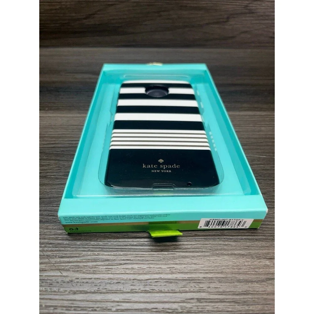 kate spade New York Flexible Hardshell Case Moto Z Droid Stripe Black/White/Gold